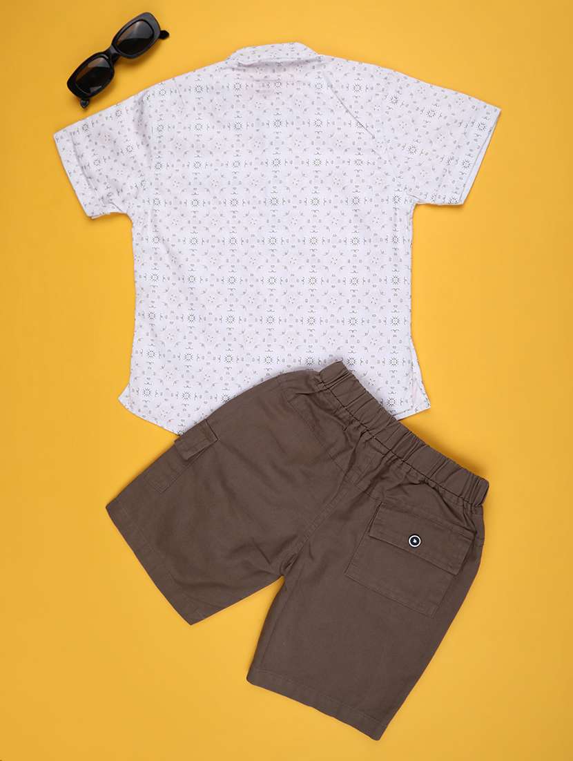 boys printed shirt & shorts co-ords set - 22230215 -  Standard Image - 1