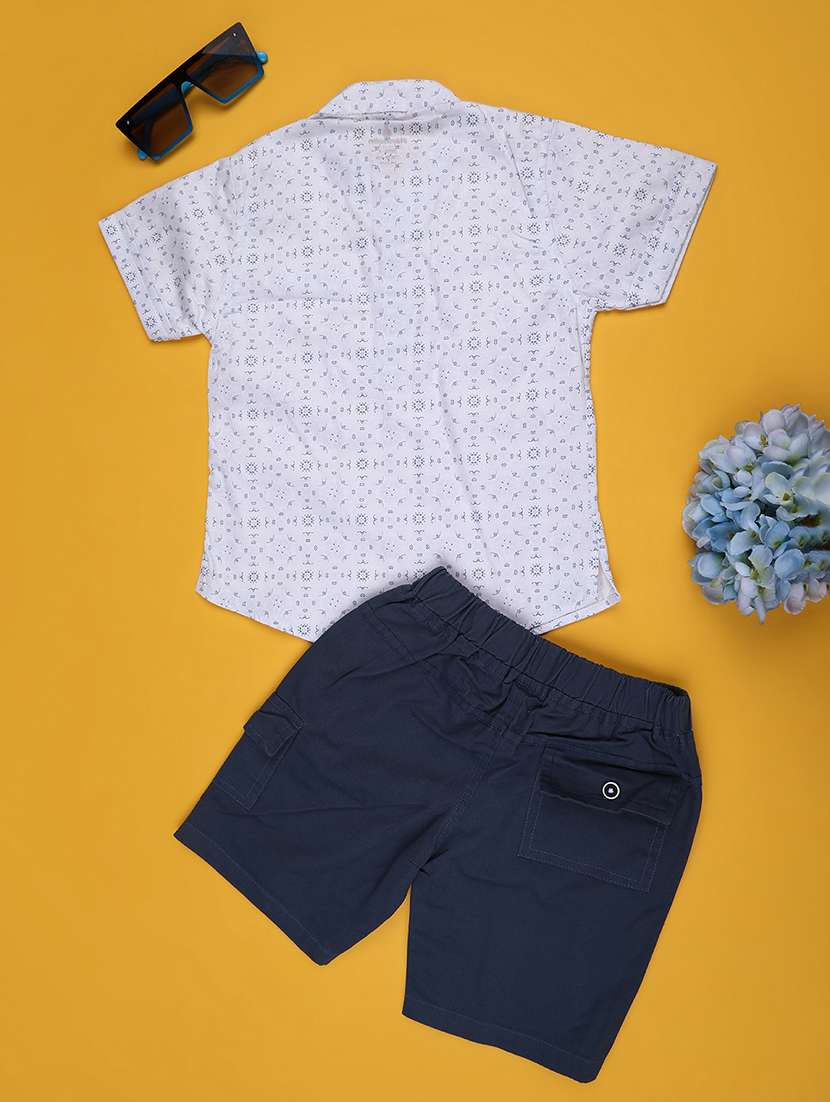boys printed shirt & shorts co-ords set - 22230216 -  Standard Image - 1