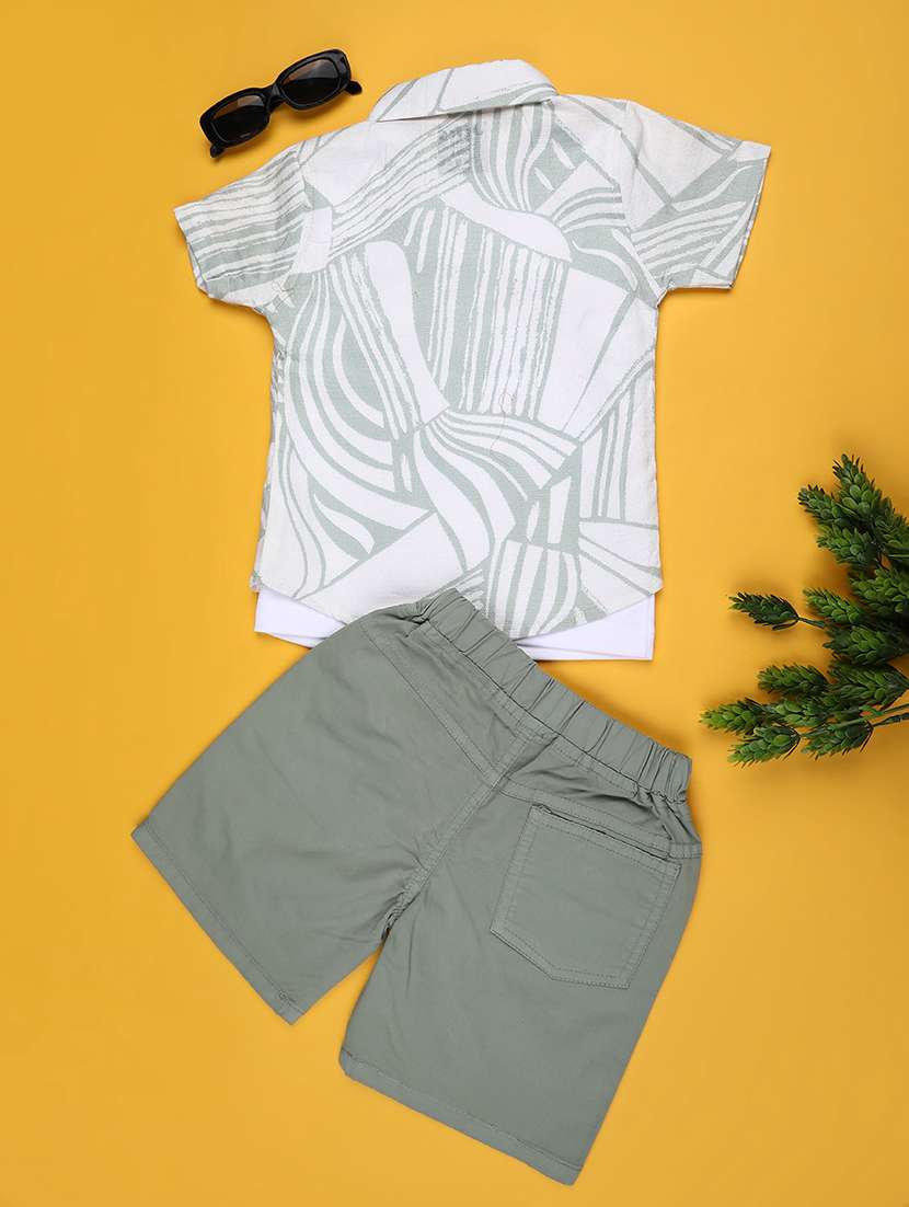 boys printed shirt and shorts co-ord set - 22230233 -  Standard Image - 1