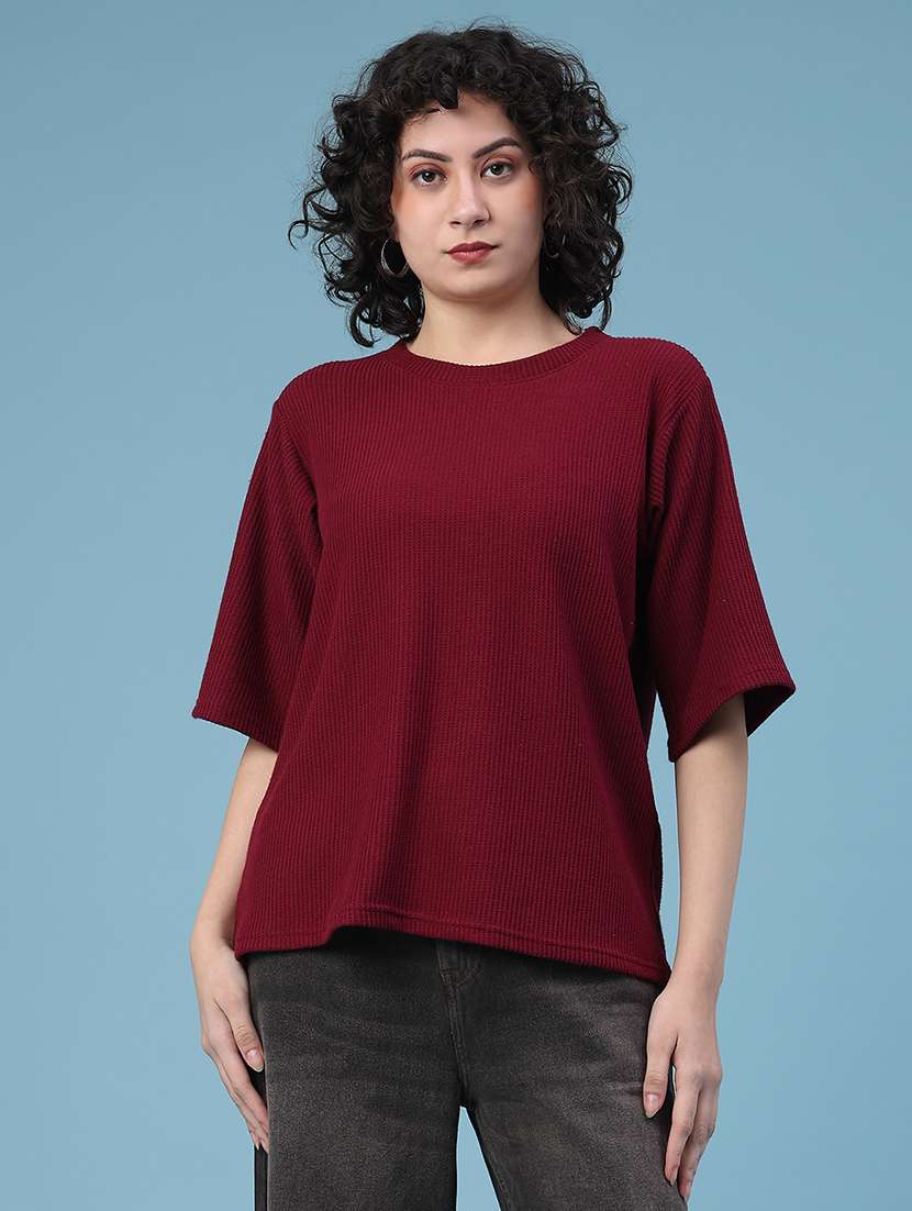 women solid short sleeve oversized t-shirt - 22230282 -  Standard Image - 1