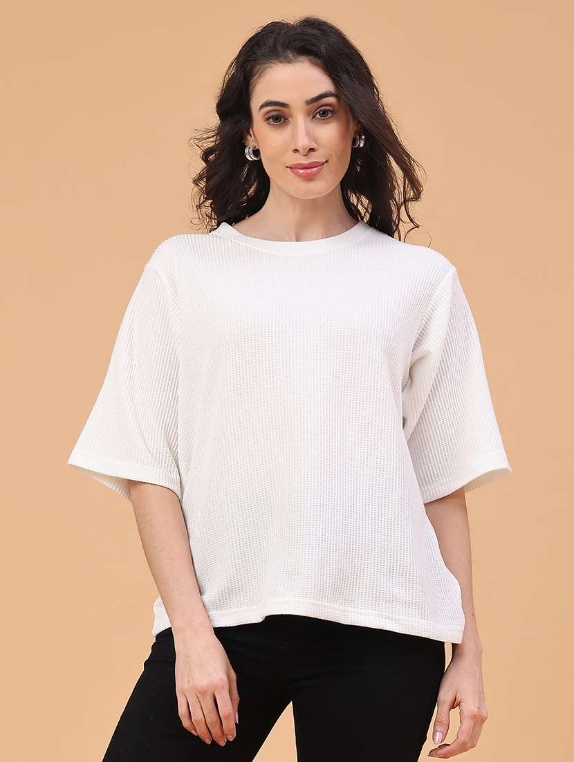 women solid short sleeve oversized t-shirt - 22230283 -  Standard Image - 1