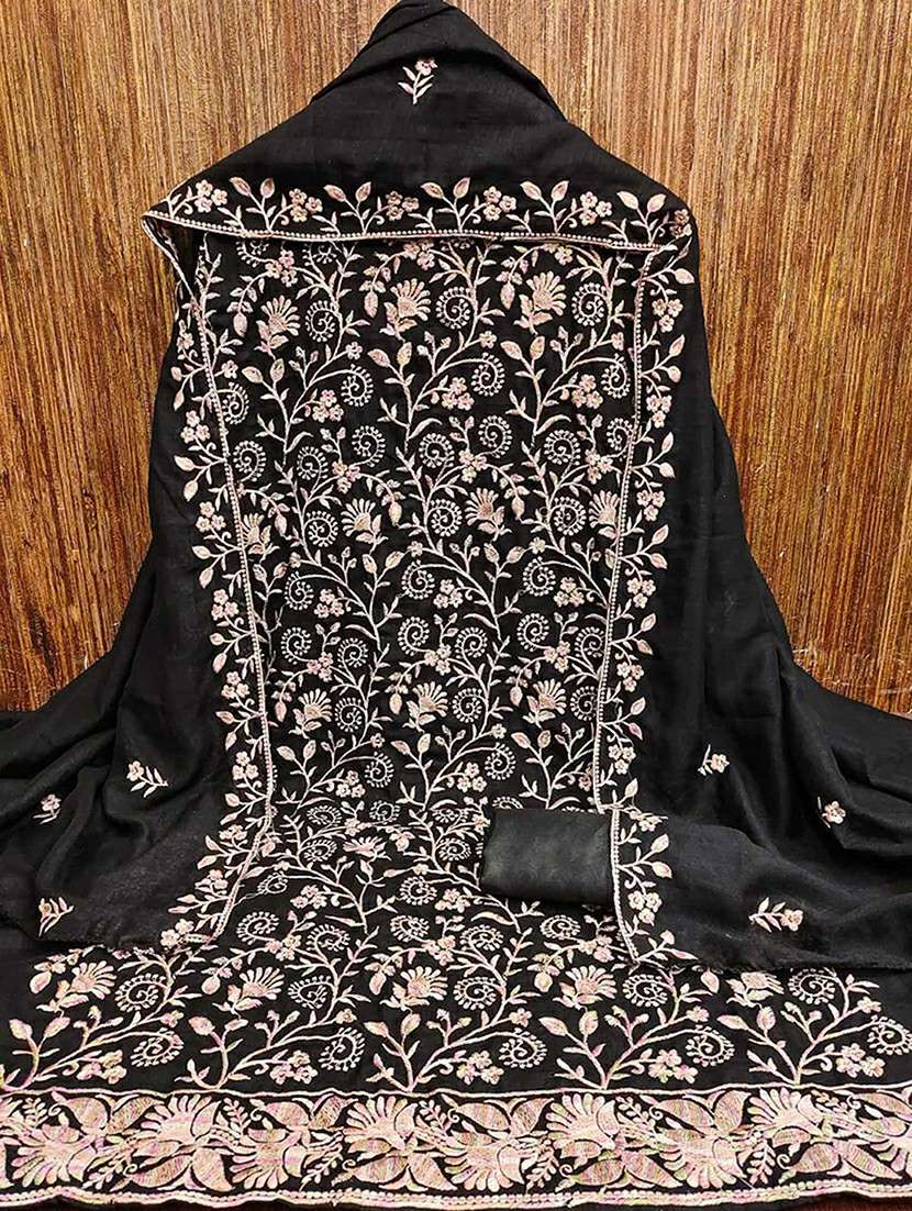 women solid with work embroidered unstitched suit set - 22230561 -  Standard Image - 1