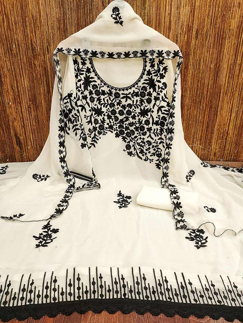 women solid with work embroidered unstitched suit set - 22230566 -  Standard Image - 1