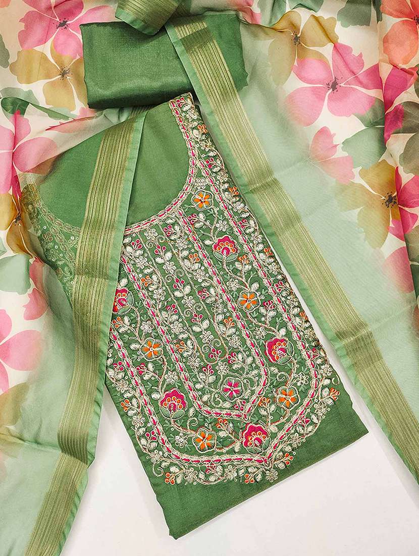 women solid with work embroidered unstitched suit set - 22230576 -  Standard Image - 1