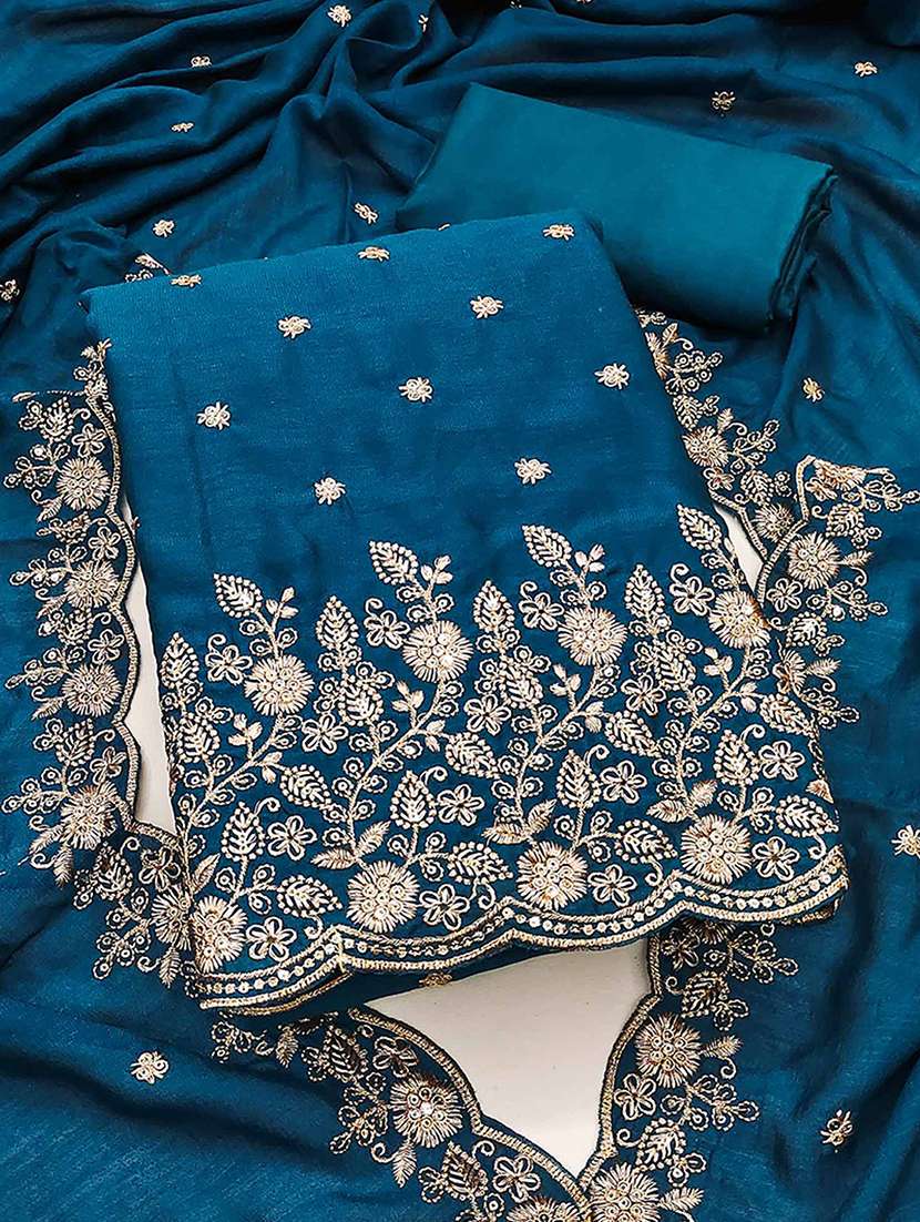 women solid with work embroidered unstitched suit set