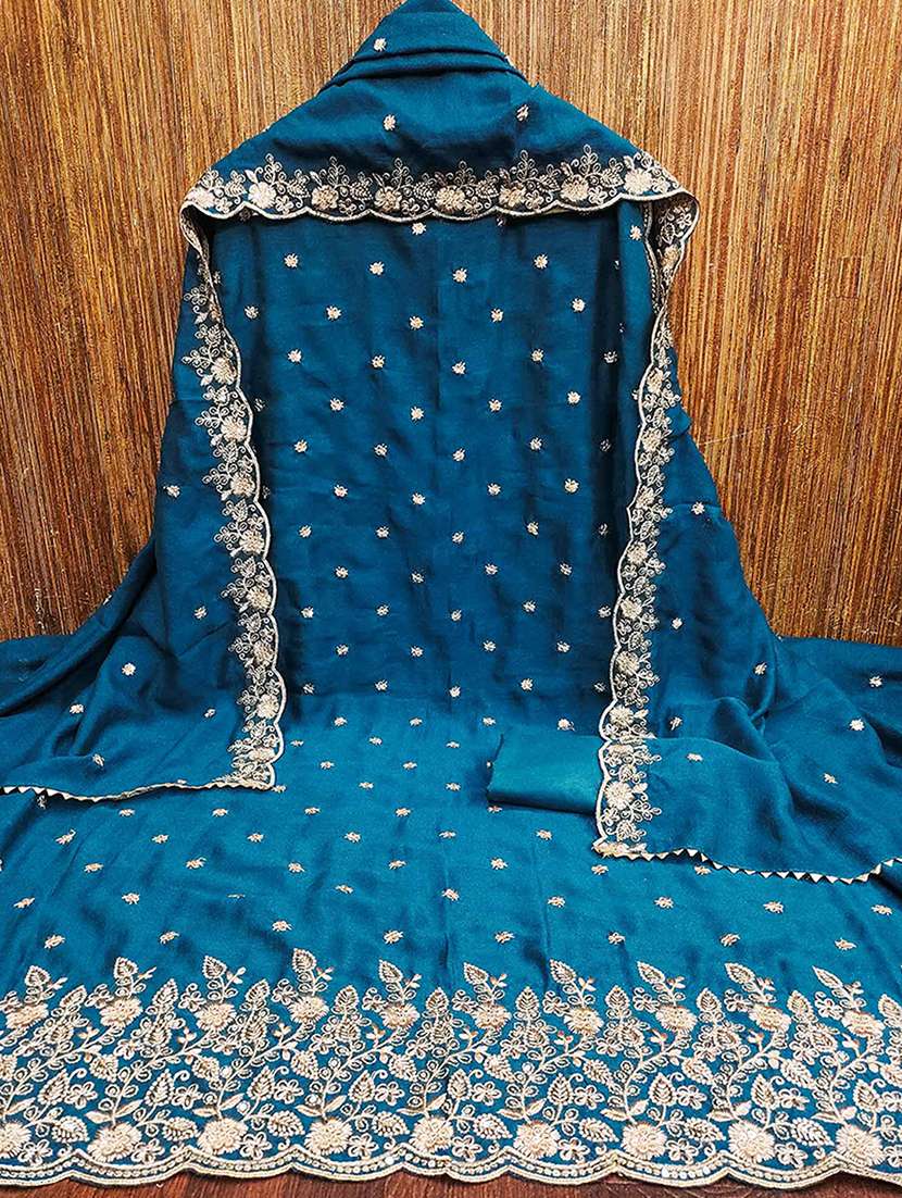 women solid with work embroidered unstitched suit set - 22230583 -  Standard Image - 1