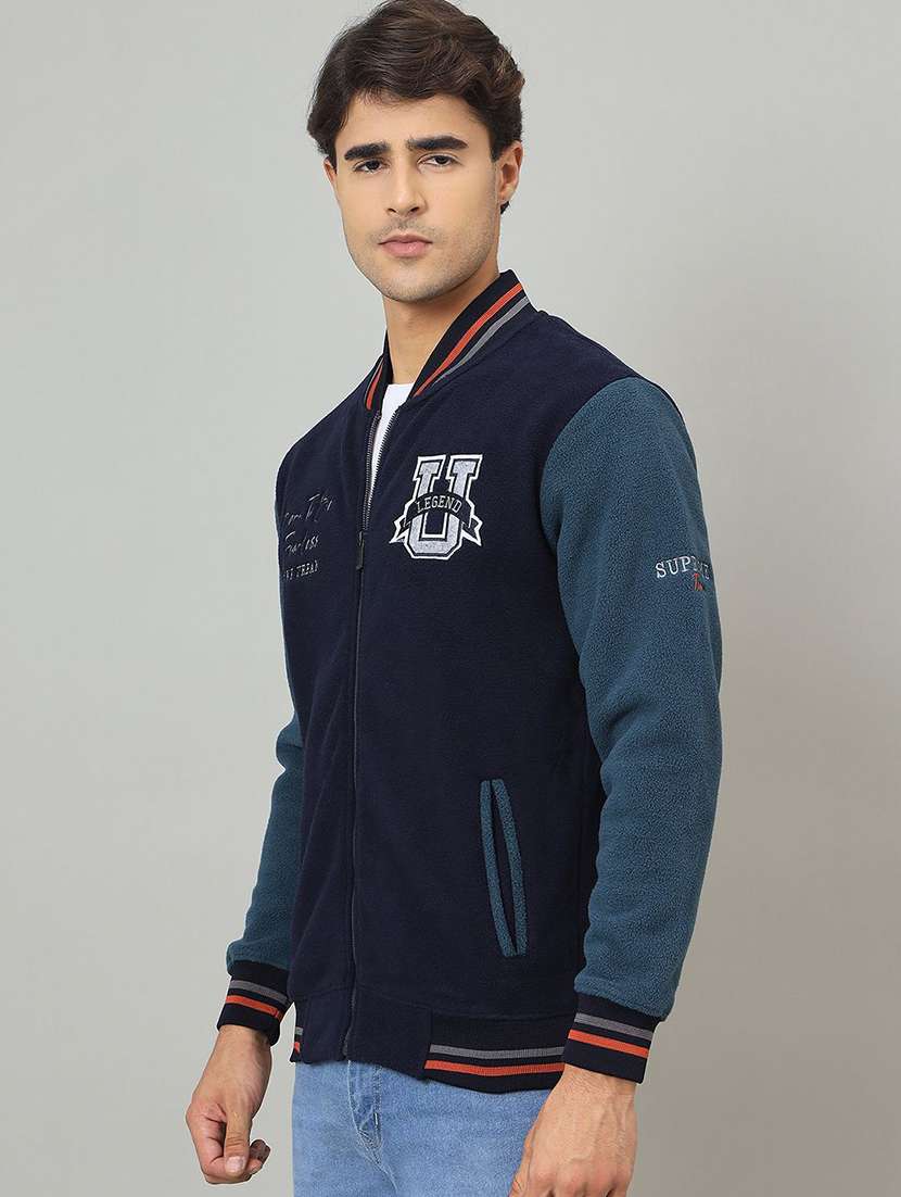 men color block henley neck varsity jacket - 22230721 -  Standard Image - 1