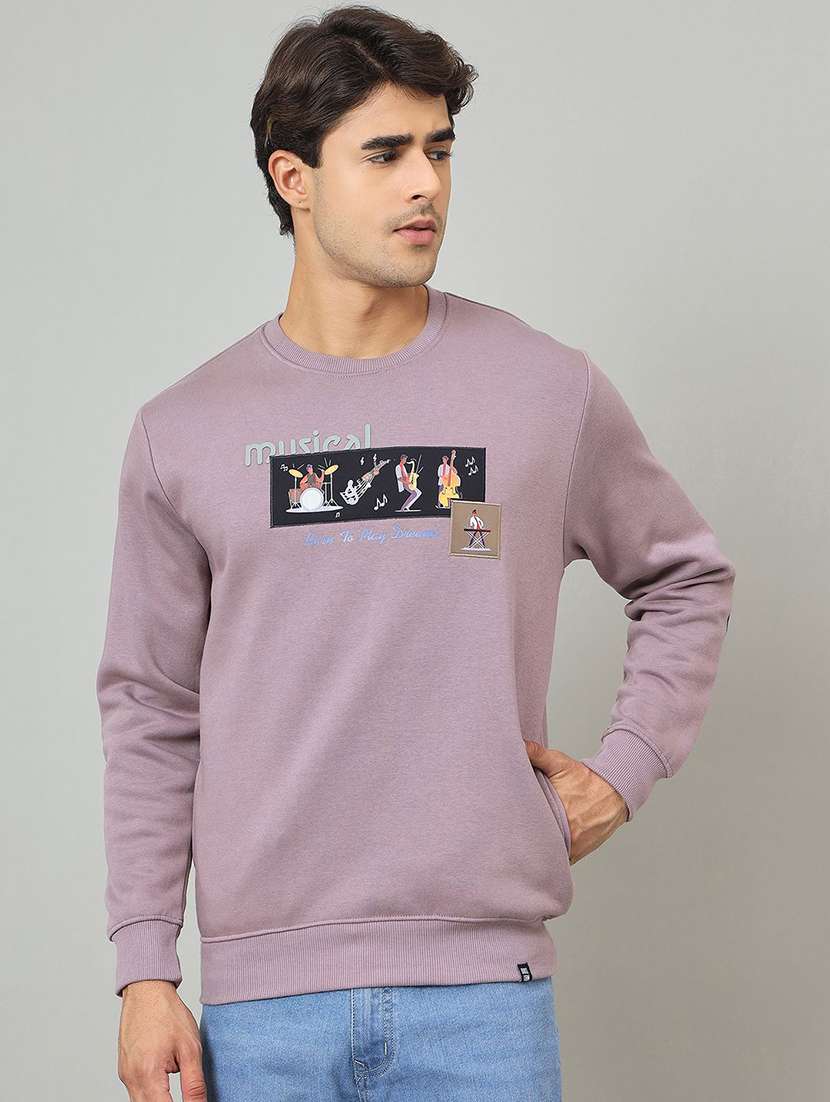 men printed long sleeve regular fit sweatshirt