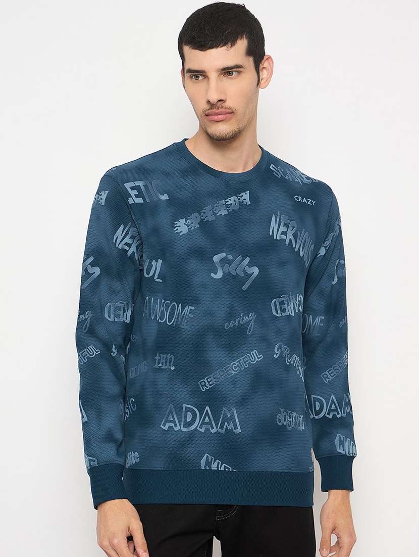 men typographic long sleeve regular fit sweatshirt