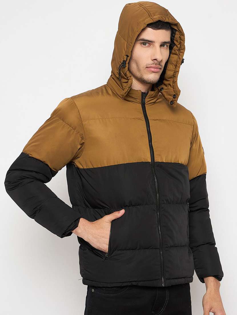 men color block long sleeve puffer jacket - 22230770 -  Standard Image - 1