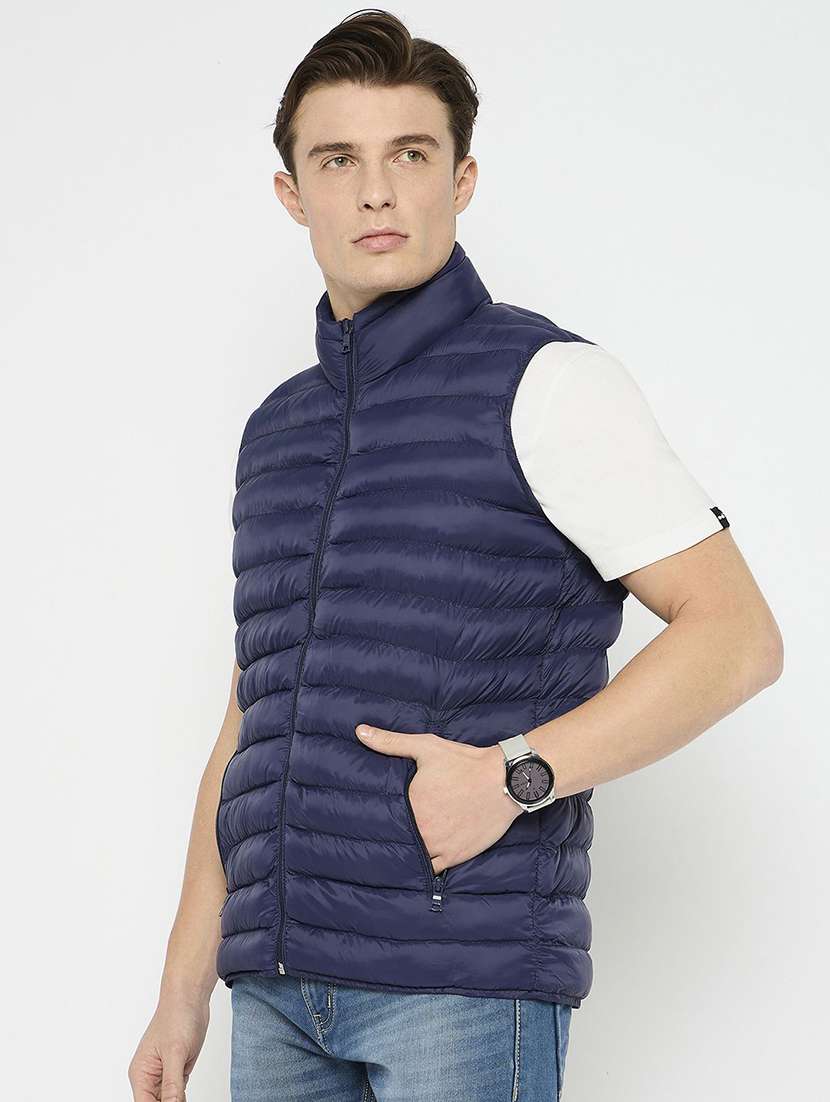 men solid sleeveless puffer jacket - 22230772 -  Standard Image - 1