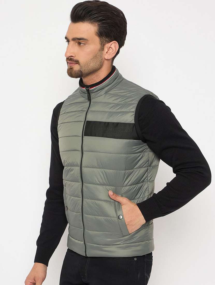 men solid sleeveless puffer jacket - 22230784 -  Standard Image - 1