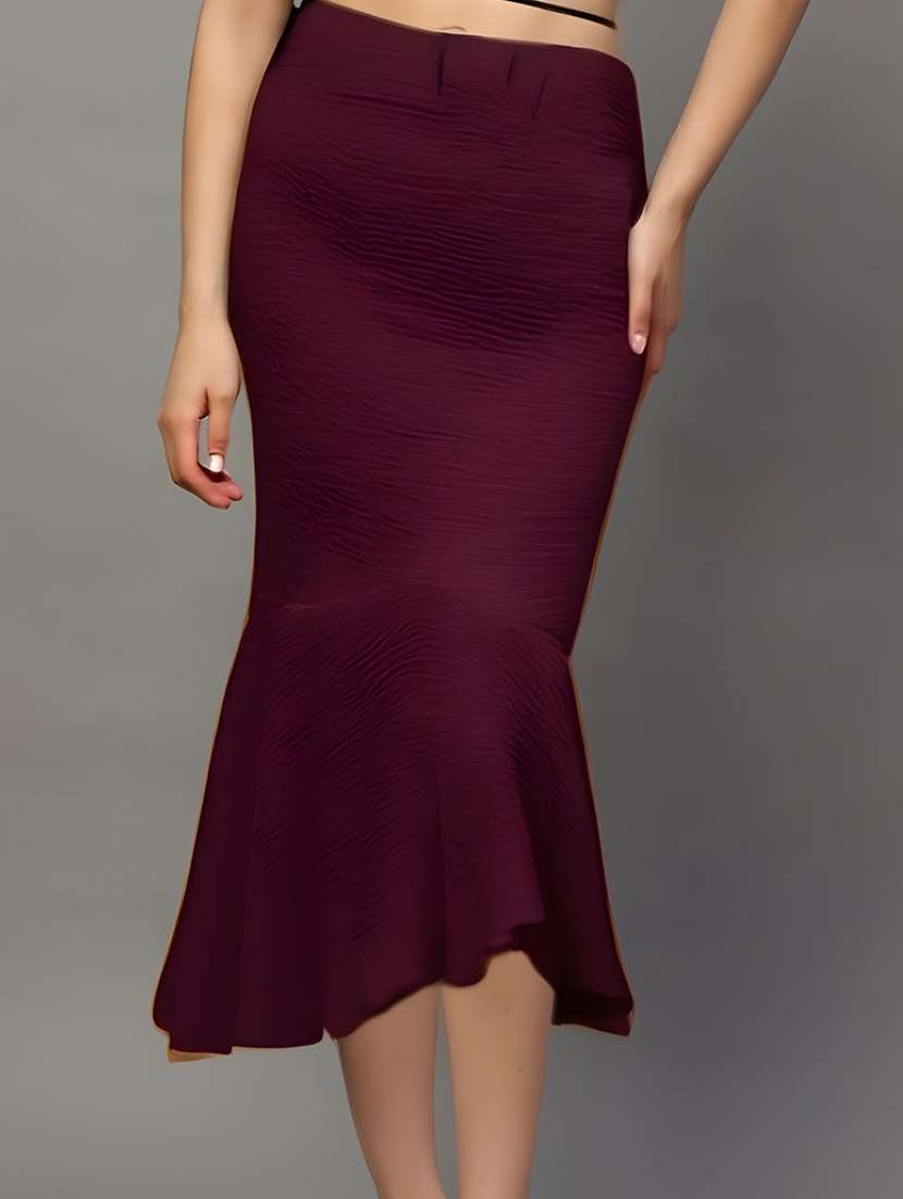 women solid high rise bodycon tiered skirt - 22230794 -  Standard Image - 4