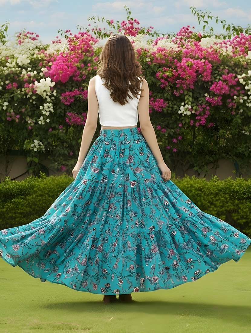women printed mid rise tiered maxi skirt - 22230798 -  Standard Image - 4