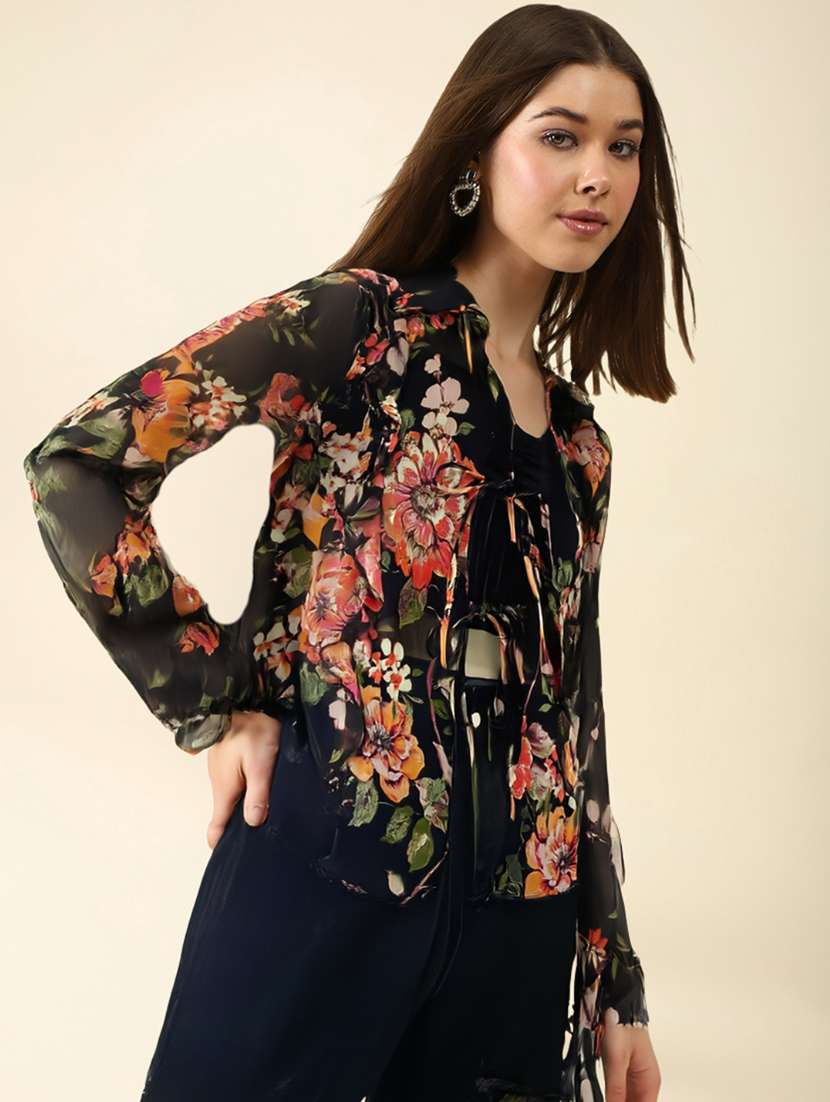 women floral print long sleeve regular shrug - 22230804 -  Standard Image - 1