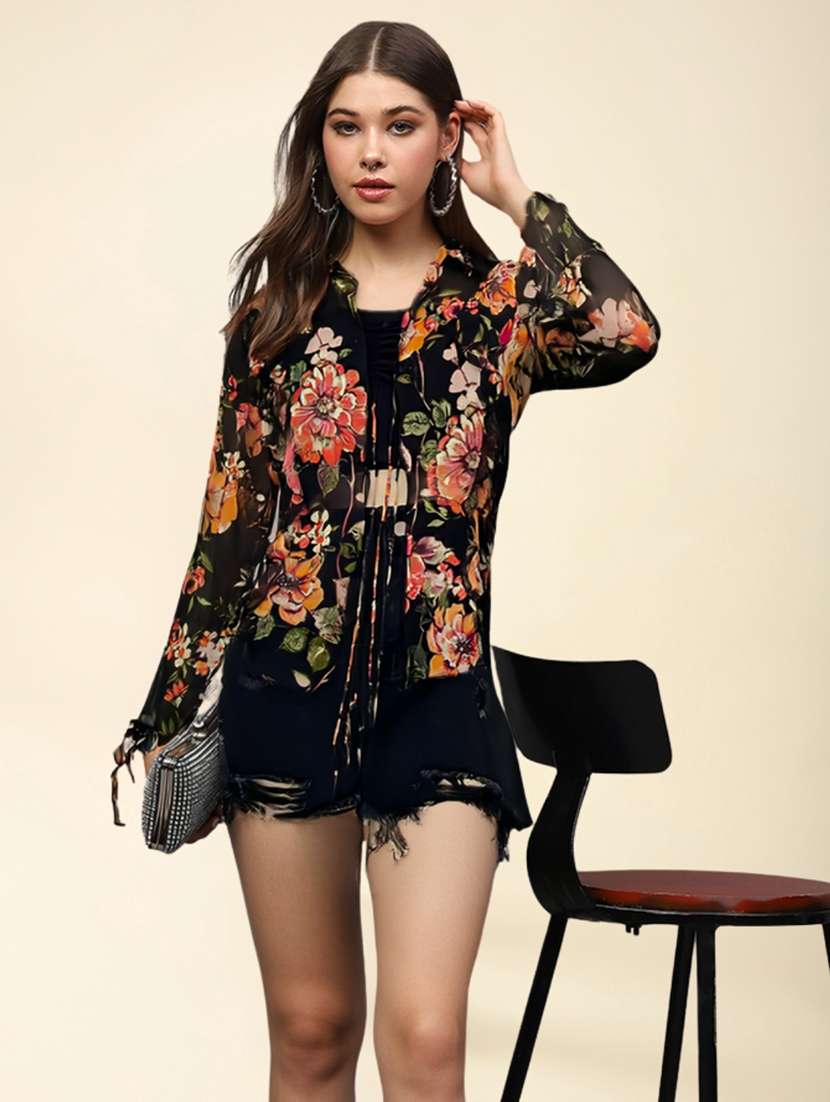 women floral print long sleeve regular shrug - 22230804 -  Standard Image - 4
