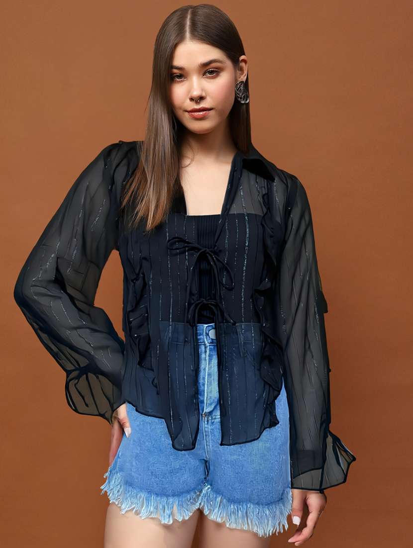 women solid long sleeve regular shrug - 22230805 -  Standard Image - 1