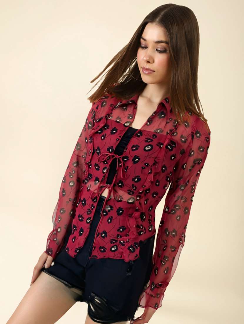 women printed long sleeve regular shrug - 22230806 -  Standard Image - 1