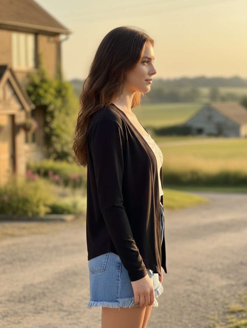 women solid long sleeve regular shrug - 22230807 -  Standard Image - 1