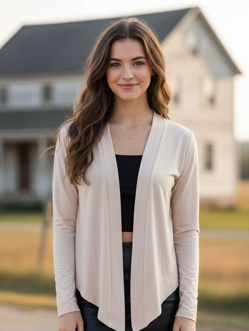 women solid long sleeve regular shrug - 22230808 -  Standard Image - 1
