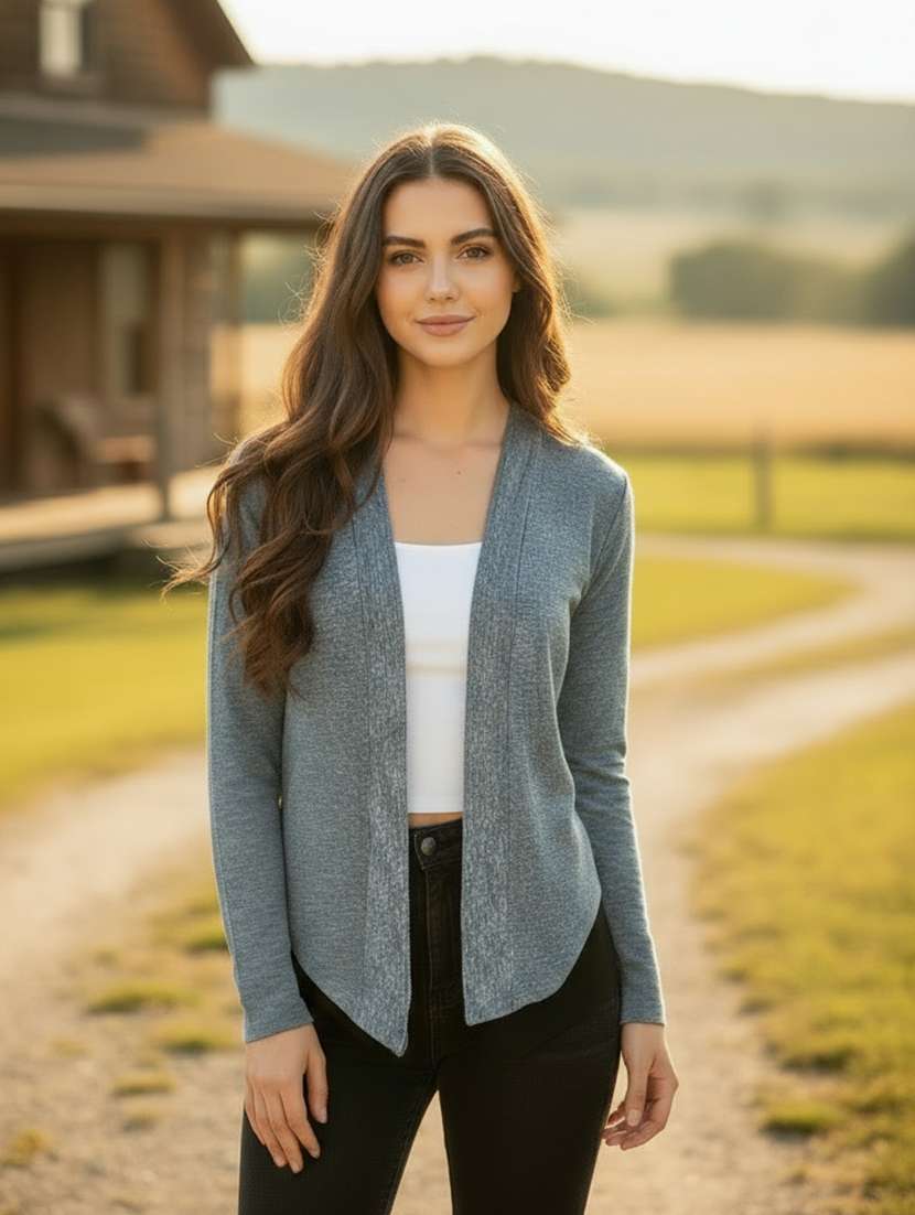 women solid long sleeve regular shrug - 22230809 -  Standard Image - 1