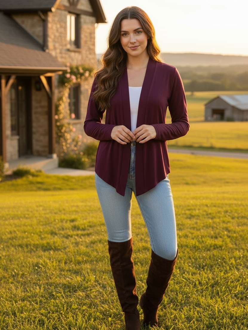 women solid long sleeve regular shrug - 22230810 -  Standard Image - 4