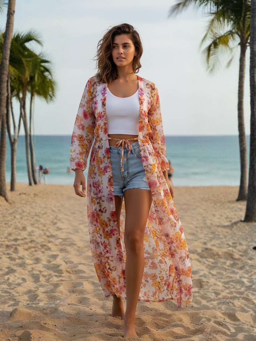 women floral print regular long shrug - 22230814 -  Standard Image - 1