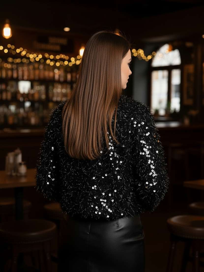 women sequined long sleeve regular shrug - 22230817 -  Standard Image - 4