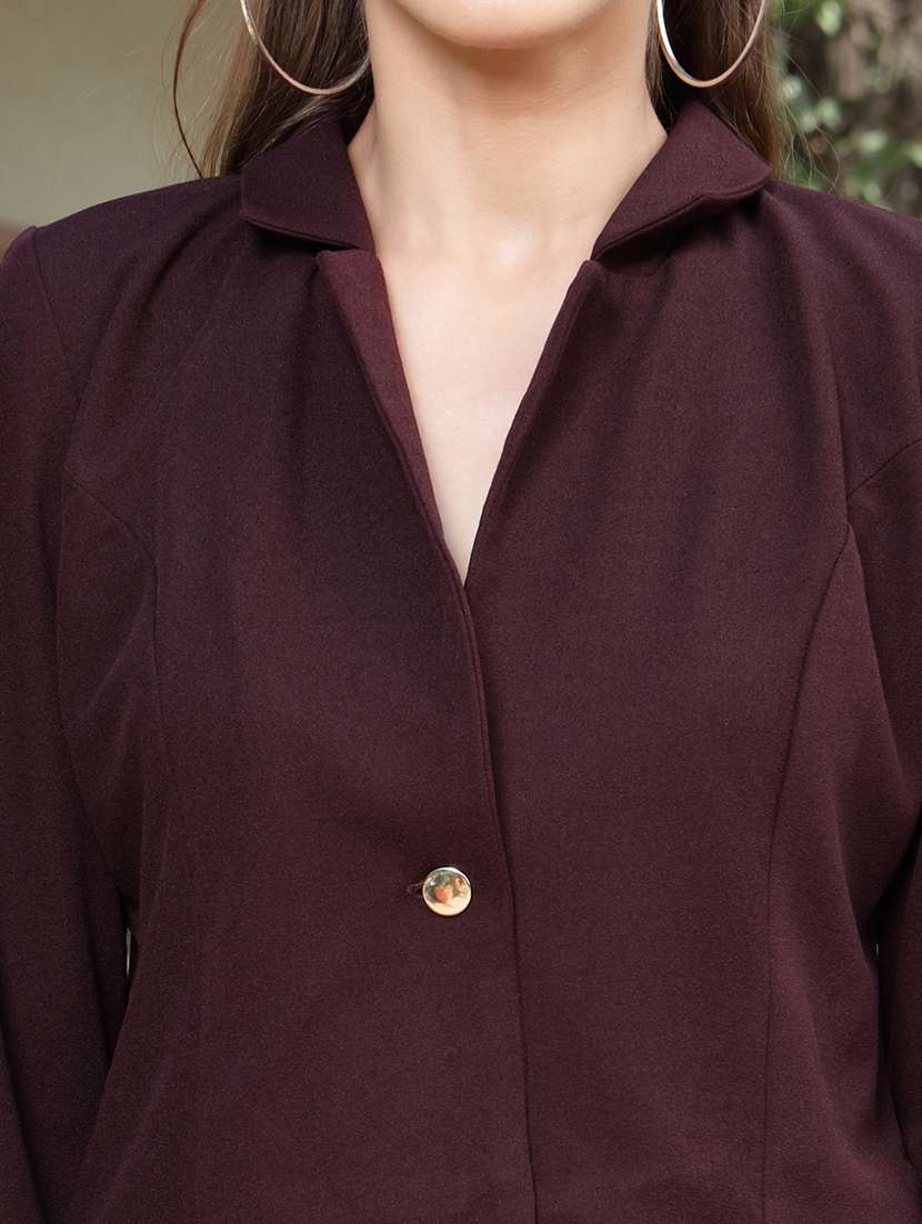 women solid long sleeve single breasted crop blazer - 22230897 -  Standard Image - 4