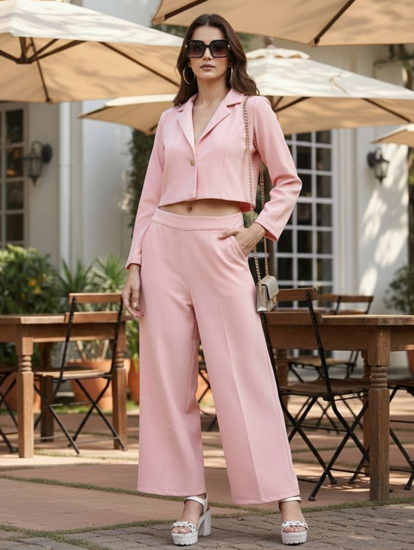women solid mid rise wide leg trouser - 22230903 -  Standard Image - 1