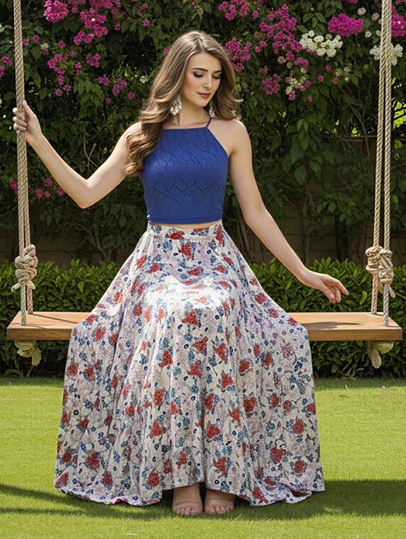 women floral print flared maxi skirt - 22230928 -  Standard Image - 1
