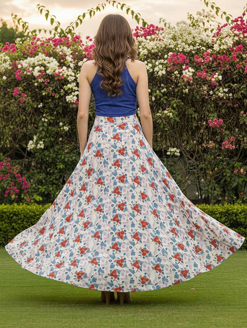 women floral print flared maxi skirt - 22230928 -  Standard Image - 4