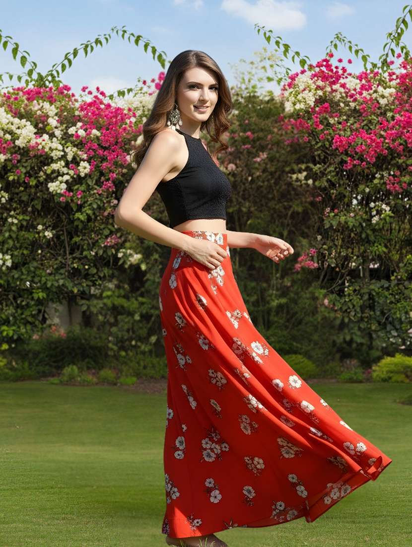 women floral print flared maxi skirt - 22230929 -  Standard Image - 1