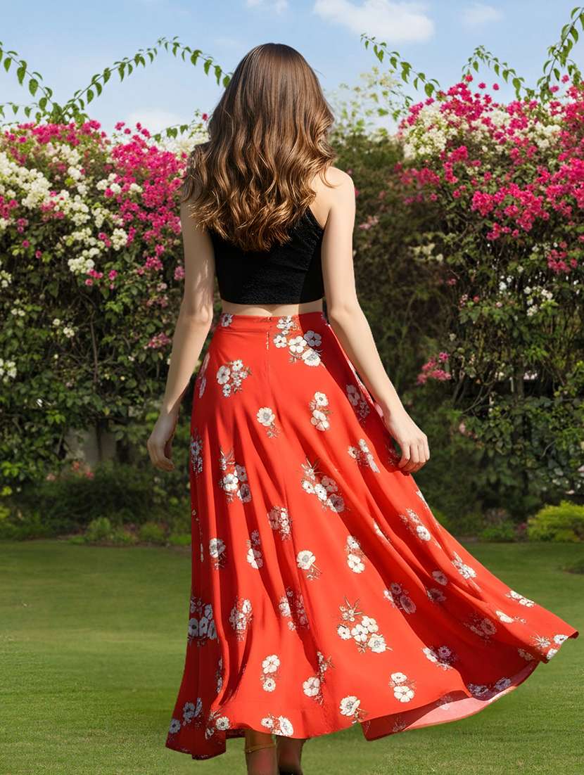 women floral print flared maxi skirt - 22230929 -  Standard Image - 4