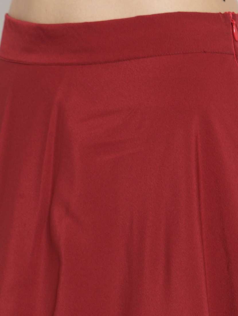 women solid high rise flared skirt - 22230930 -  Standard Image - 4