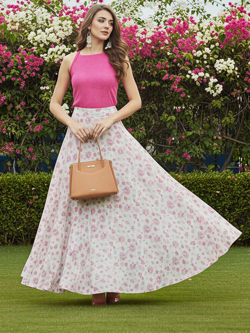 women floral print high rise flared skirt - 22230931 -  Standard Image - 1