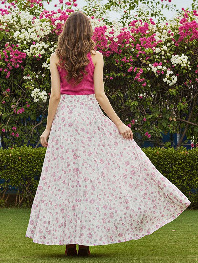 women floral print high rise flared skirt - 22230931 -  Standard Image - 4