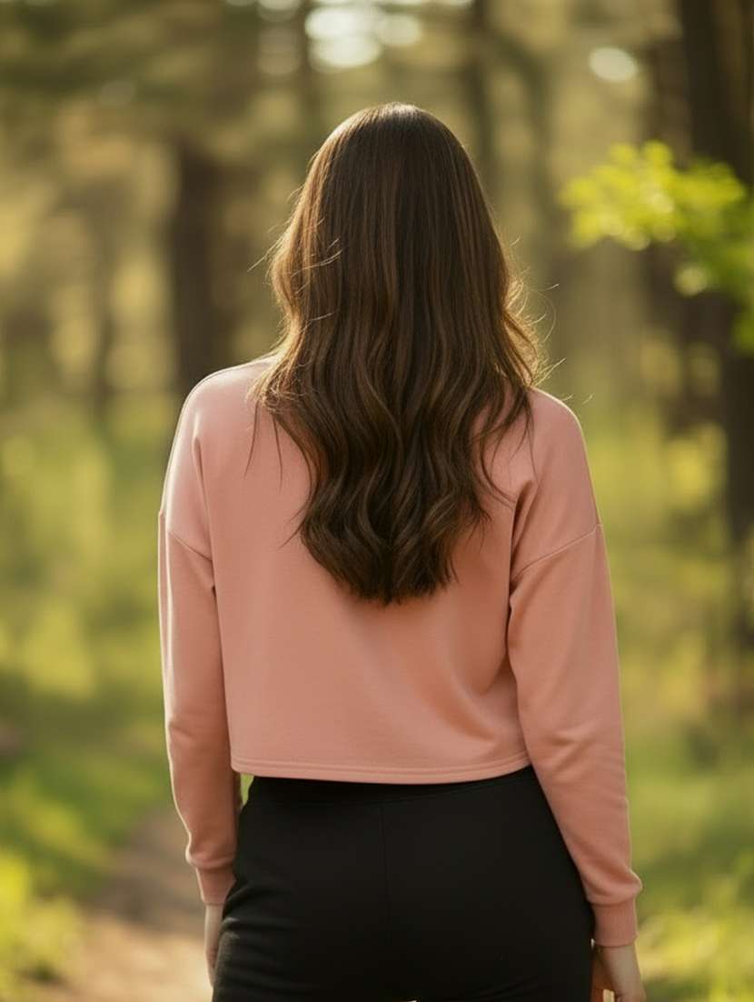 women printed long sleeve crop sweatshirt - 22230939 -  Standard Image - 4