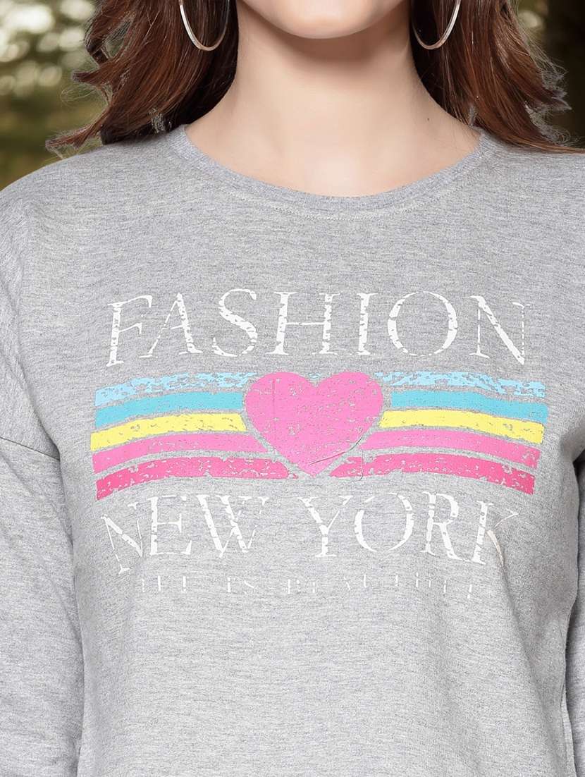 women printed long sleeve crop sweatshirt - 22230941 -  Standard Image - 4