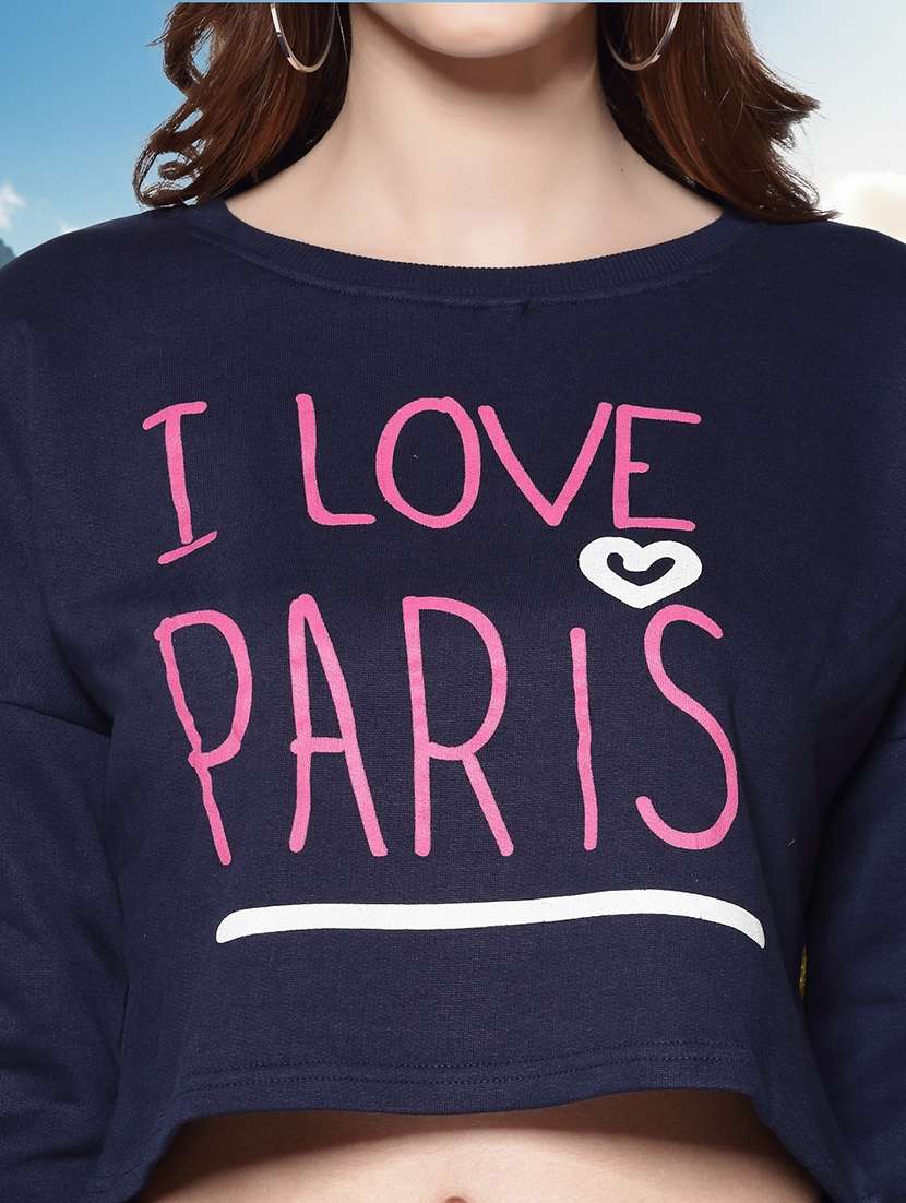 women printed long sleeve crop sweatshirt - 22230942 -  Standard Image - 4