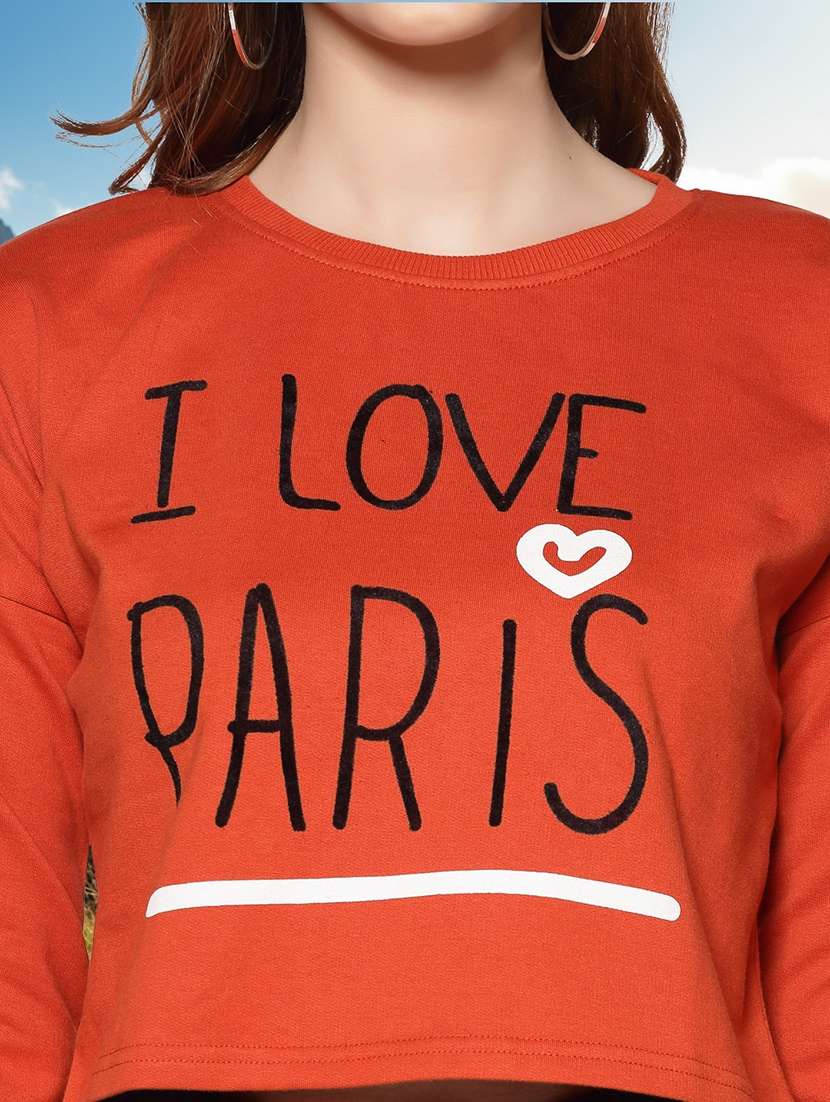women printed long sleeve crop sweatshirt - 22230943 -  Standard Image - 4