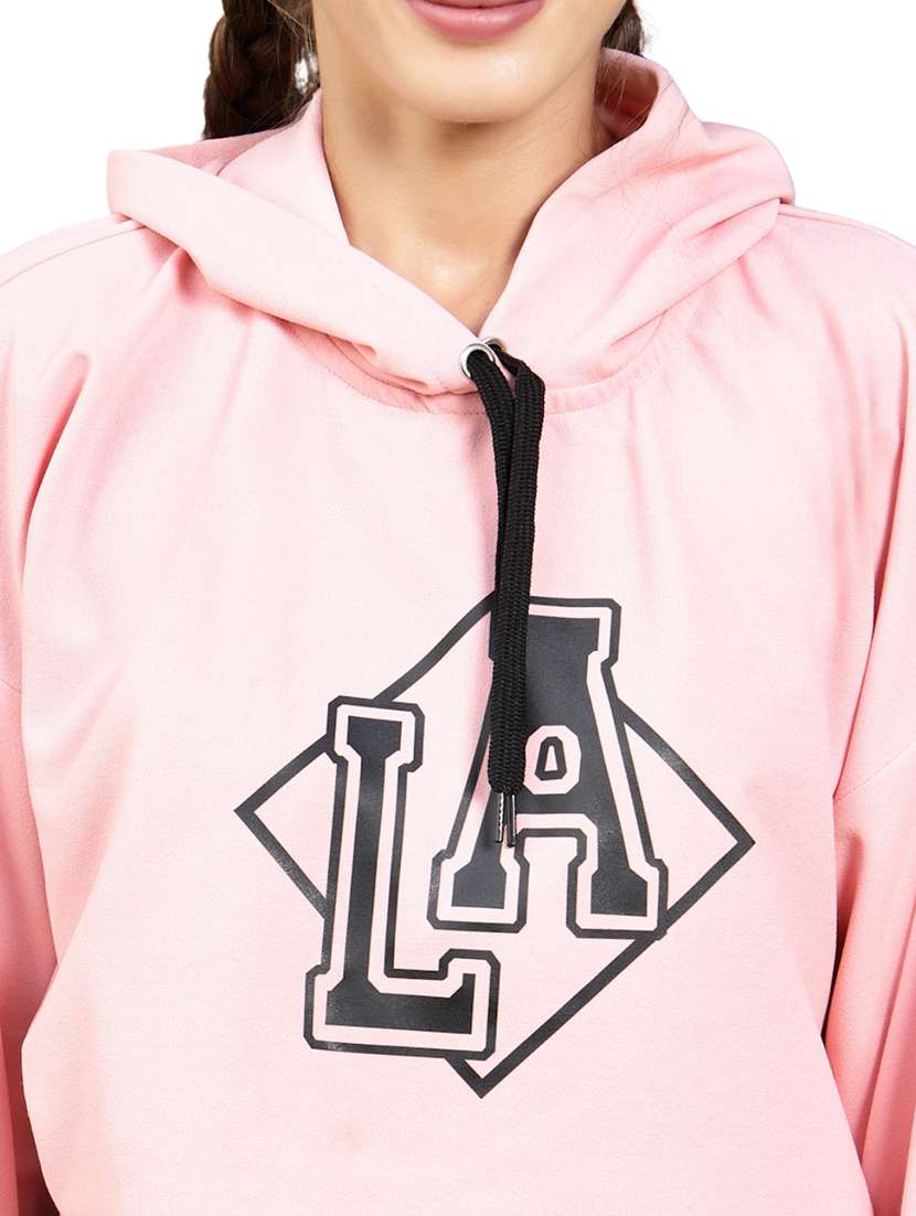 women printed long sleeve crop hooded sweatshirt - 22230948 -  Standard Image - 4