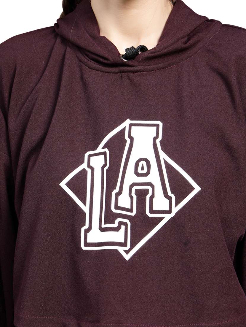 women printed long sleeve crop hooded sweatshirt - 22230949 -  Standard Image - 4