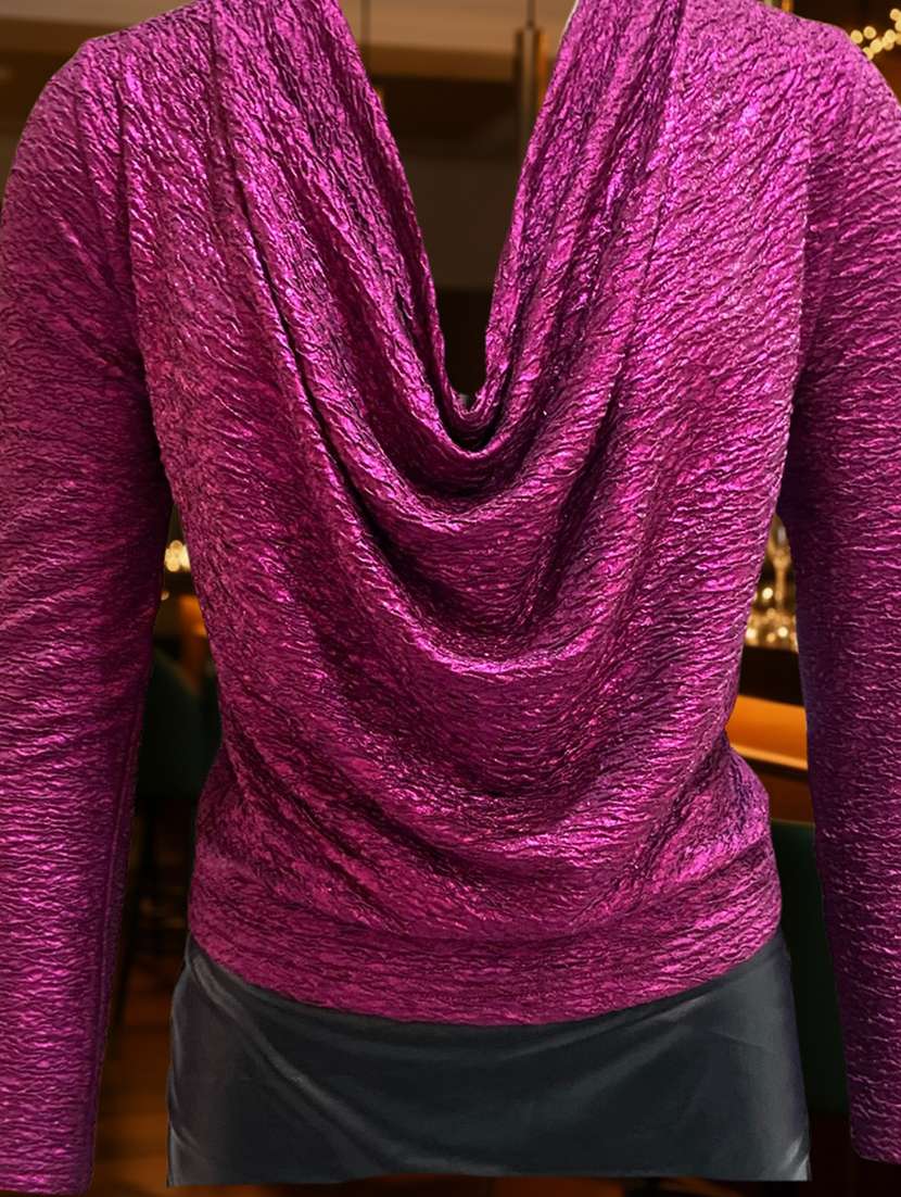 women solid cowl neck long sleeve top - 22231079 -  Standard Image - 4