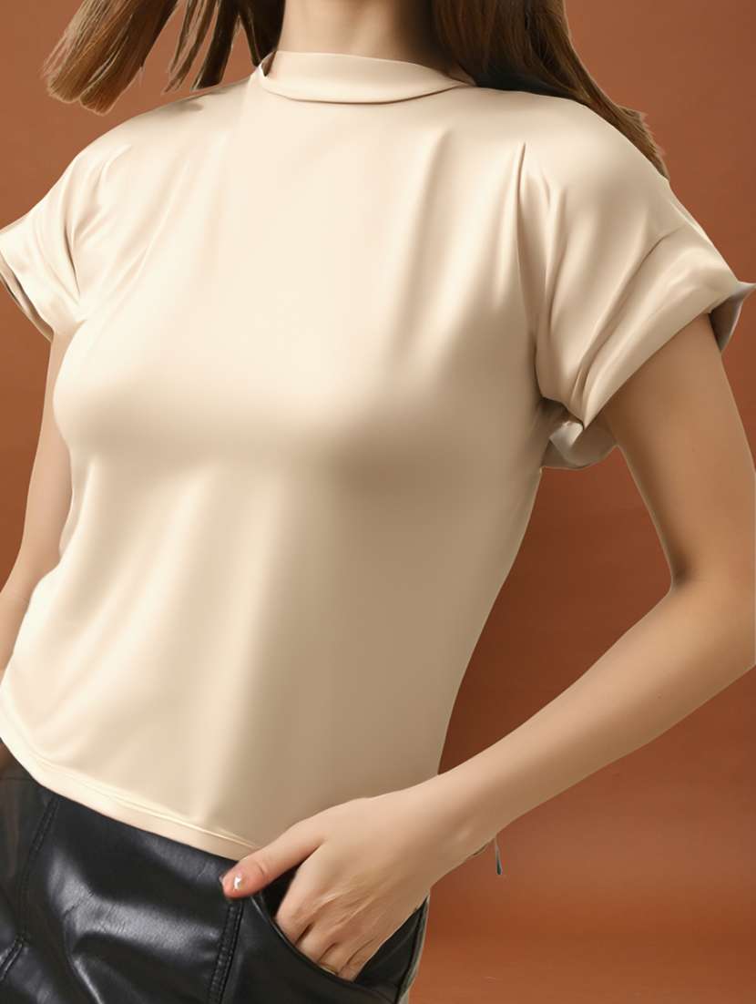 women solid short sleeve regular top - 22231105 -  Standard Image - 4