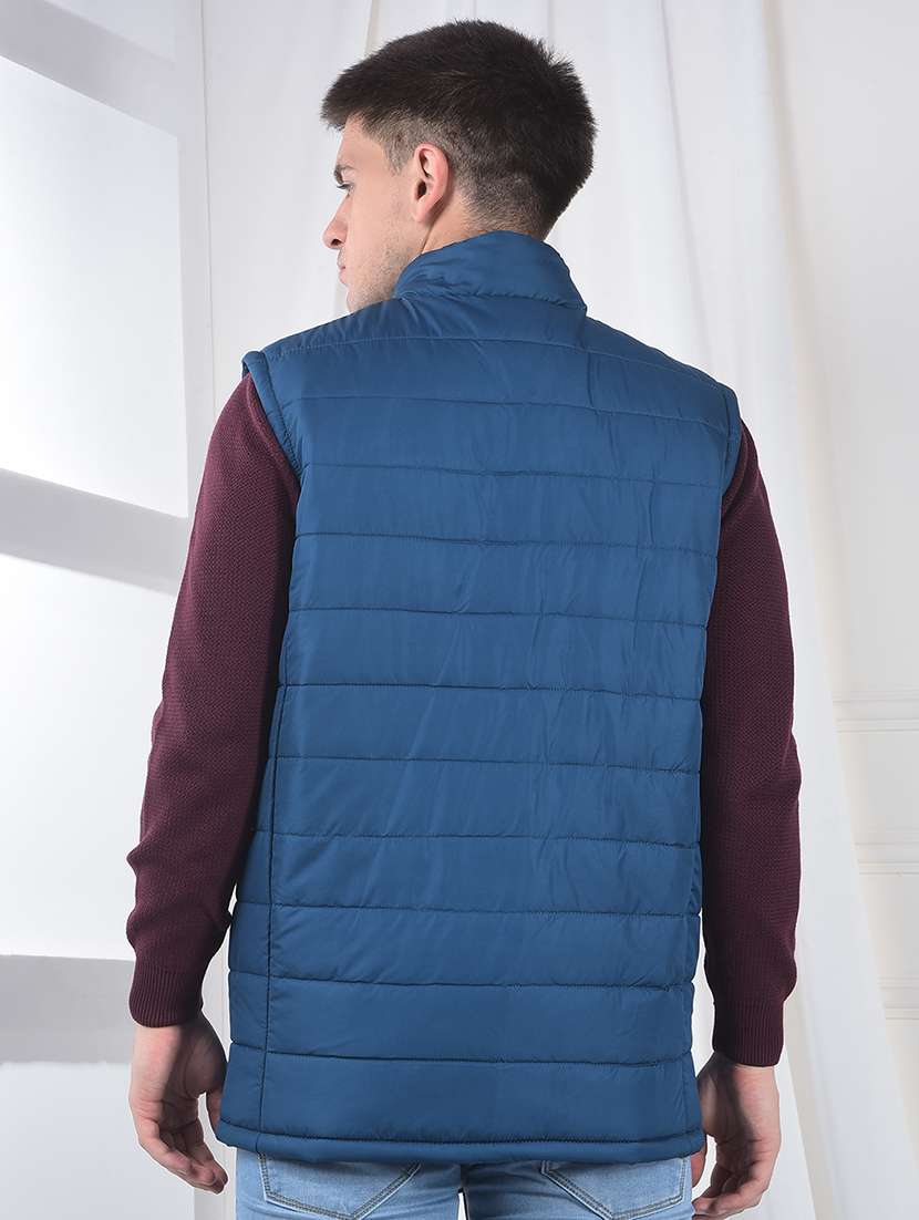 men solid stand collar sleeveless puffer jacket - 22231125 -  Standard Image - 4