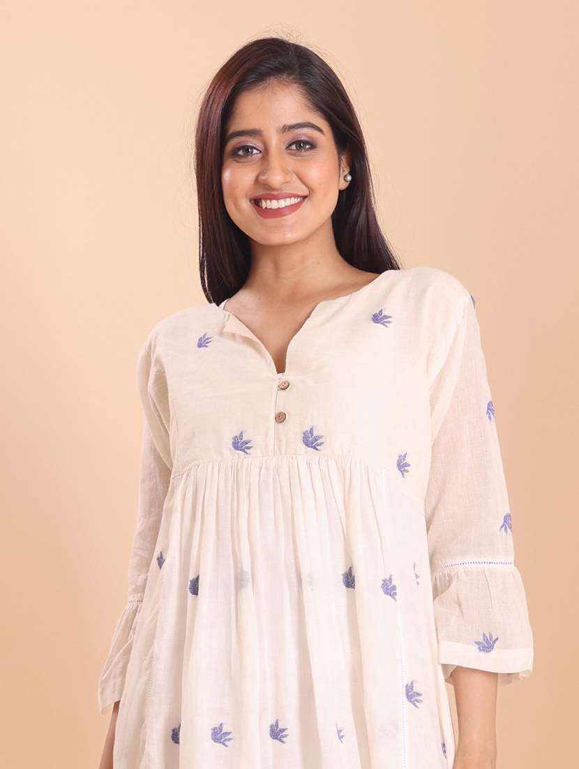 women self design three quarter sleeve a-line kurta - 22231141 -  Standard Image - 4