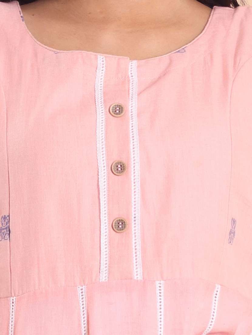 women self design three quarter sleeve a-line kurta - 22231258 -  Standard Image - 4