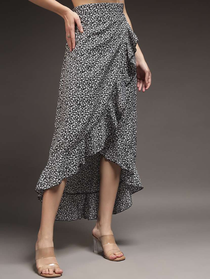 women floral print high rise wrap skirt - 22231263 -  Standard Image - 1