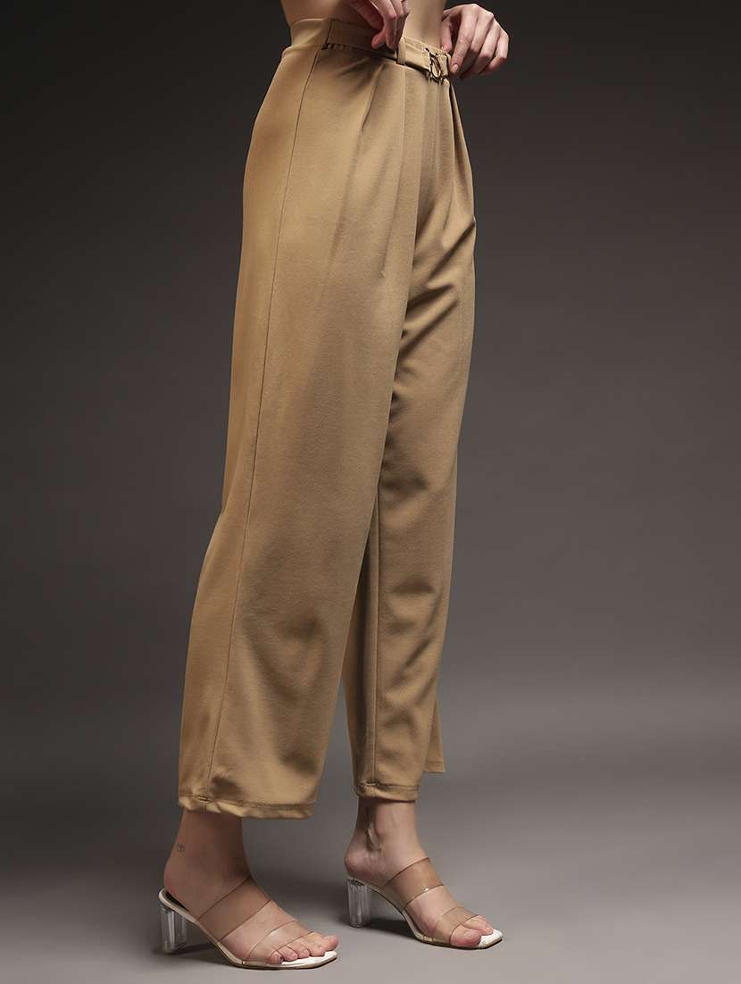 women solid high rise straight trouser - 22231266 -  Standard Image - 1